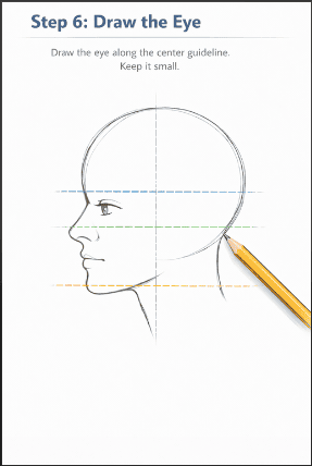 Draw the Eye for side profile drawing