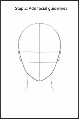 step two of drawing a face