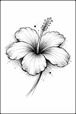 Black and White Hibiscus Sketch