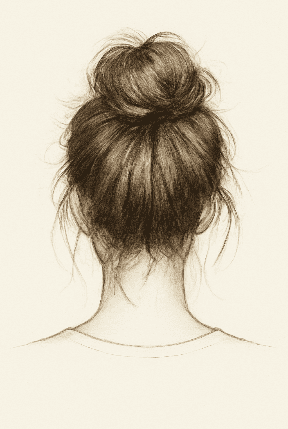 Easy Messy Bun Hair Drawing Idea