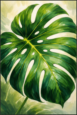 Botanical Monstera Leaf Close-up