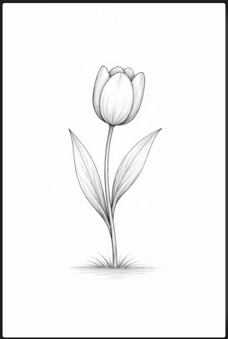 Easy Tulip Drawing