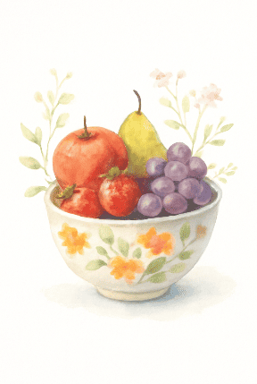 Playful Fruit Motif Bowl