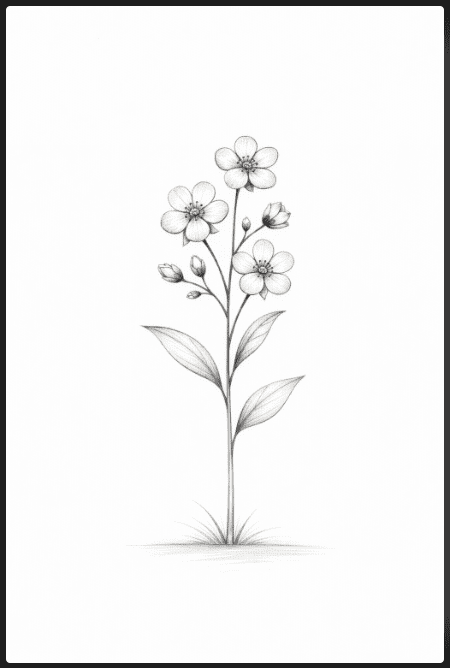 Small Wildflower Drawing