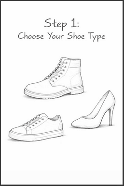 step one of how to draw shoes
