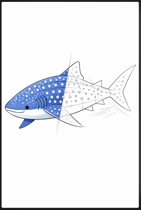 Half Realistic Half Sketch Whale Shark