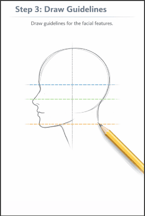 step three of how to draw a side profile