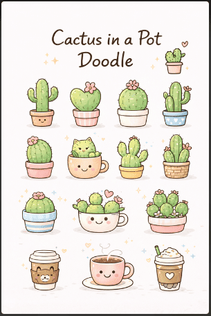 Cactus in a Pot Doodle