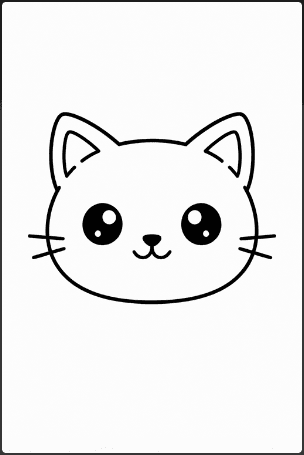Cute Cartoon Cat Face