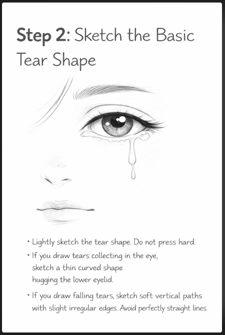 step 2 of drawing tears