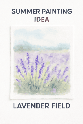 Lavender Field With Soft Purple And Green Tones