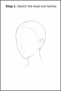 step one of how to draw curly hair