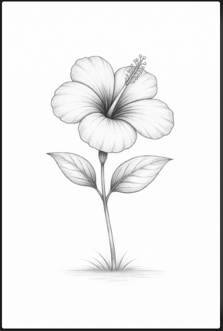 Easy Hibiscus Drawing