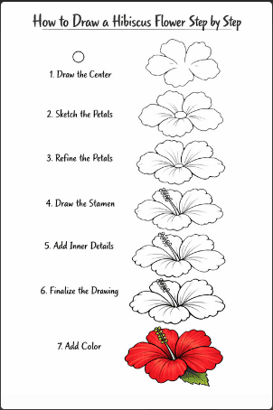 how to draw a hibiscus flower