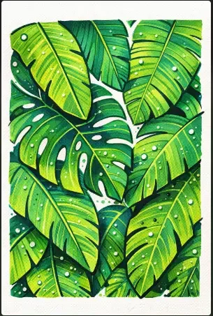 Tropical Leaves Drawing Arcylic Marker