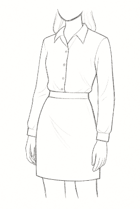 Button-up shirt and skirt combo