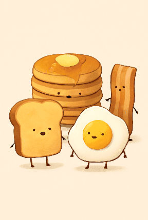 Breakfast Foods With Tiny Arms And Legs