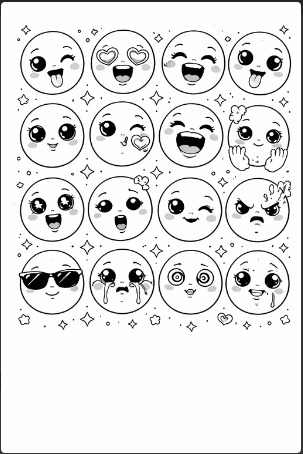 Funny Cartoon Faces Coloring Page