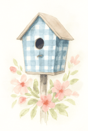 Gingham Check Birdhouse