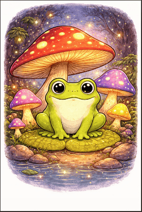 Fantasy Frog Drawing Idea With Magical Mushrooms