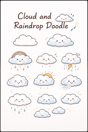 Cloud and Raindrop Doodle