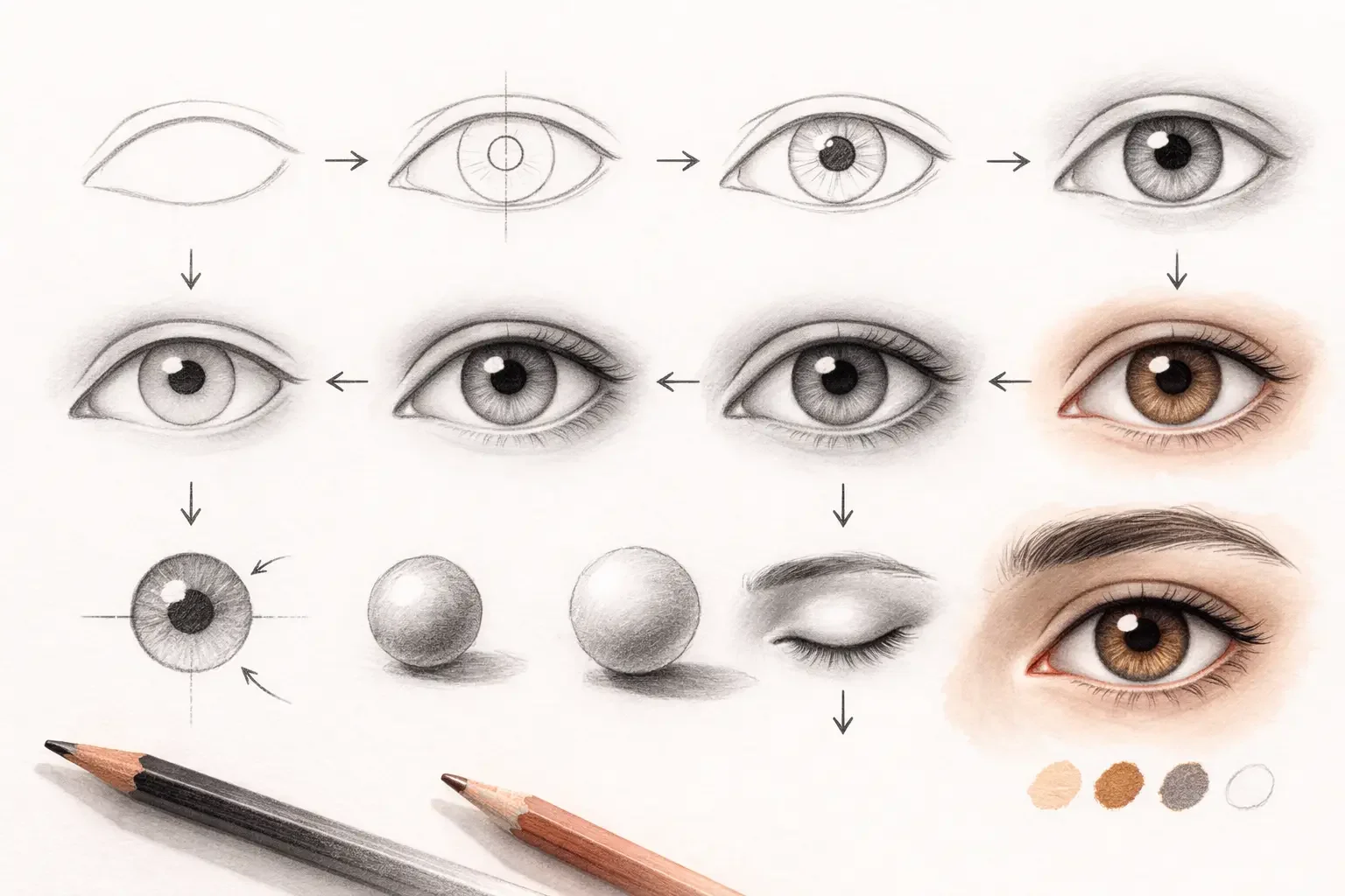 Realistic Eye Study With Detailed Shading
