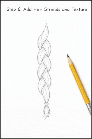 step six of drawing braids for beginners