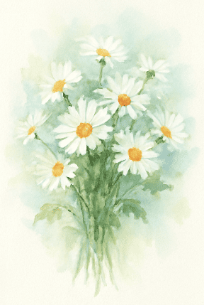Acrylic Daisy Bouquet on Canvas with white paper