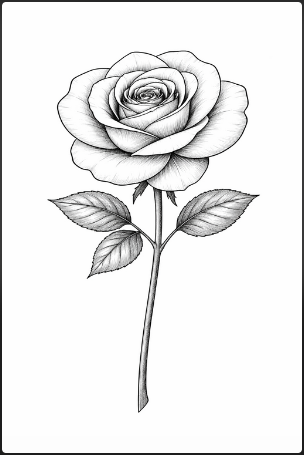 step six of drawing a rose