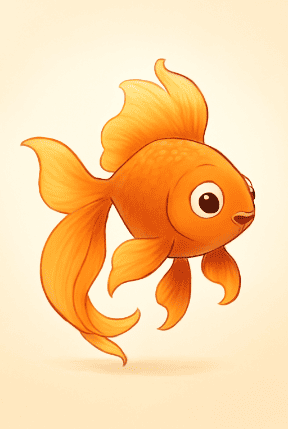 Cartoon Goldfish With Flowing Fins