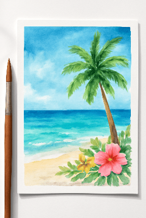 Summer Painting Idea: Tropical Beach Scene