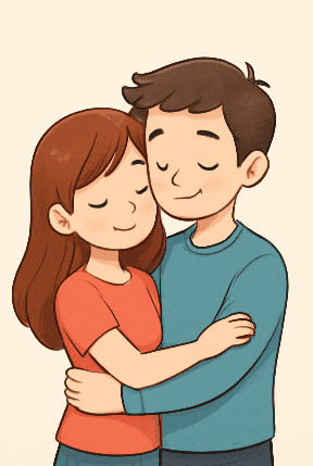 Cute Cartoon Couple Portrait