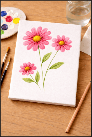 step six of flower painting