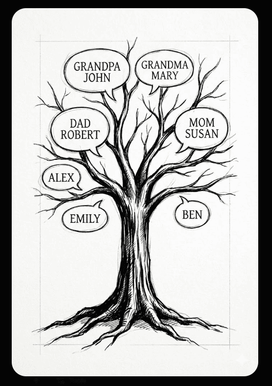 silhouette family tree drawing idea