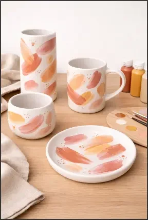 Abstract Pottery Painting Ideas with Brush Strokes