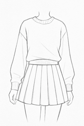 Simple Sweater and Pleated Skirt