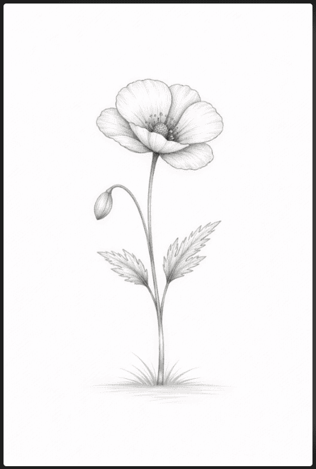 Minimalist Poppy Drawing
