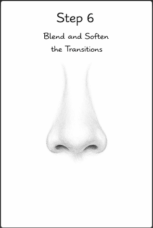 step six of drawing a nose