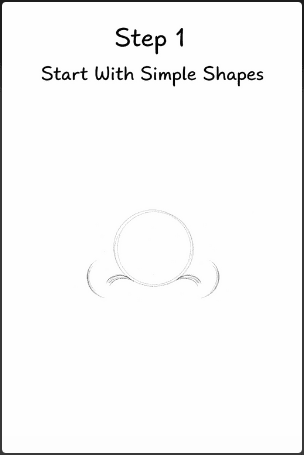 step one of how to draw a nose