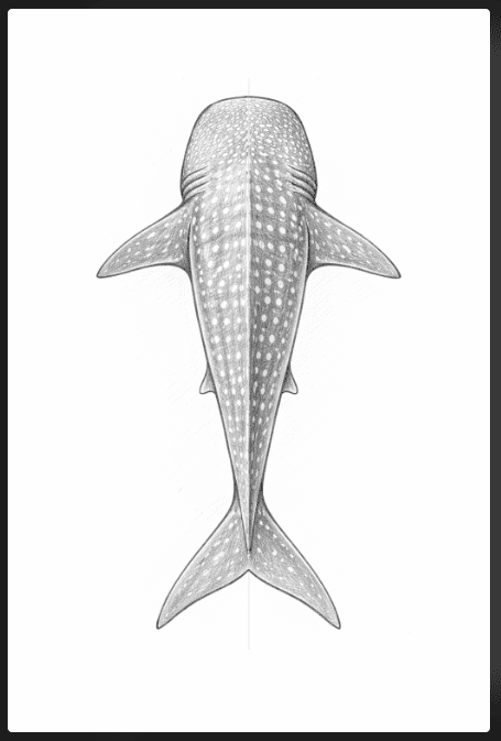 Whale Shark Drawing from the Top View