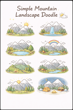 Simple Mountain Landscape Doodle
