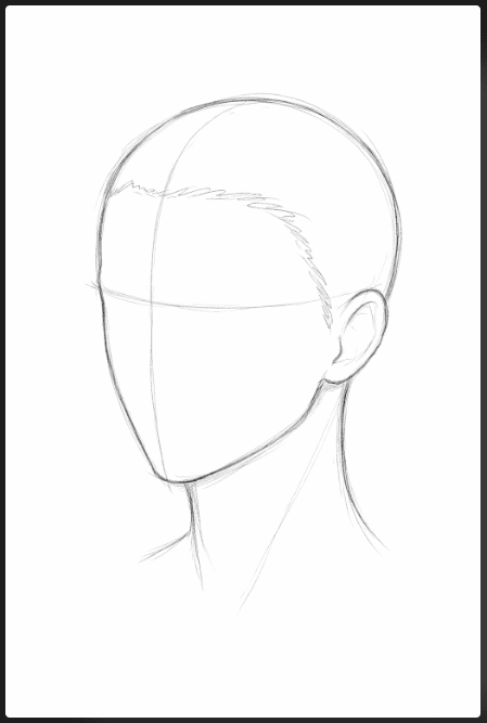 step one of how to draw hair