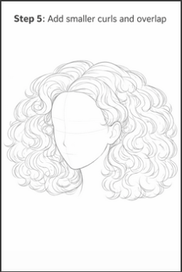 how to draw curly hair step by step