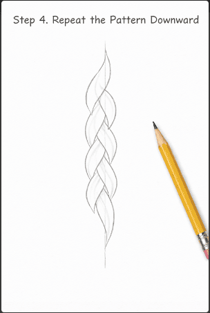 step four of drawing braids