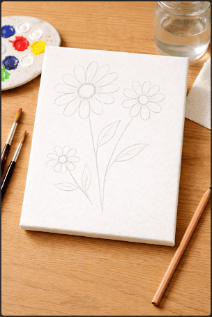 step one of how to paint flowers