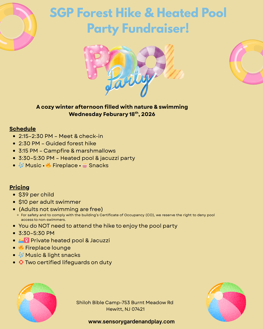 SGP Forest Hike & Heated Pool Party Fundraiser