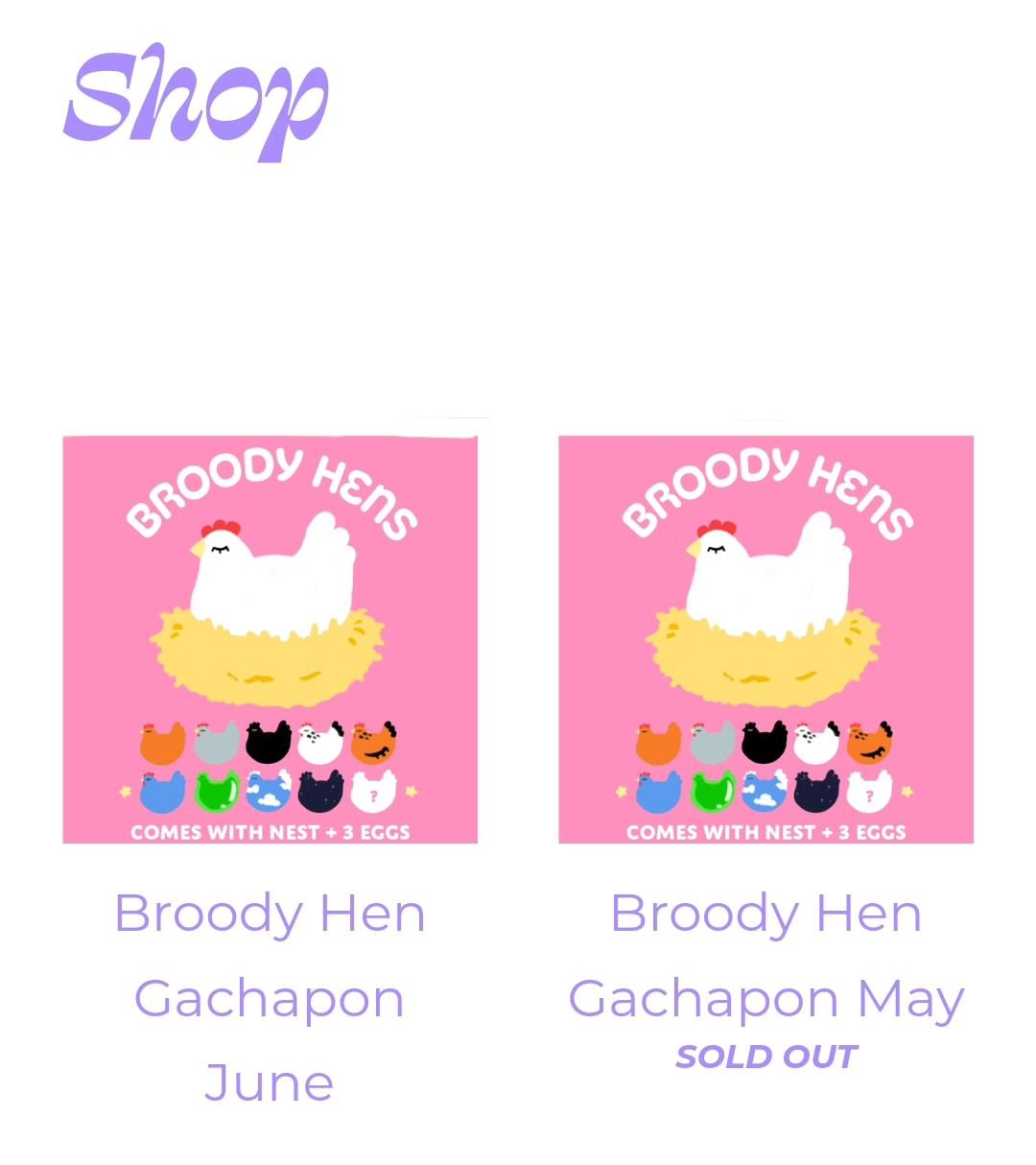 Gachapon slots are currently available! May has sold out, but June still has some spaces available! Get them while they're available:)

Also you may see the shop is quite empty! This month I'll be super busy, so the shop will be Gacha and one-off pie