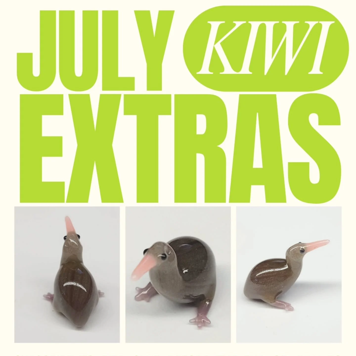 Extra tiny glass kiwis are available now! 🥝

#kiwi #kiwibird #birders #birding #birdclub #birdwatching #nz #newzealand #brownkiwi #tinyglassanimals #boroglass #glasscollection #miniatures
