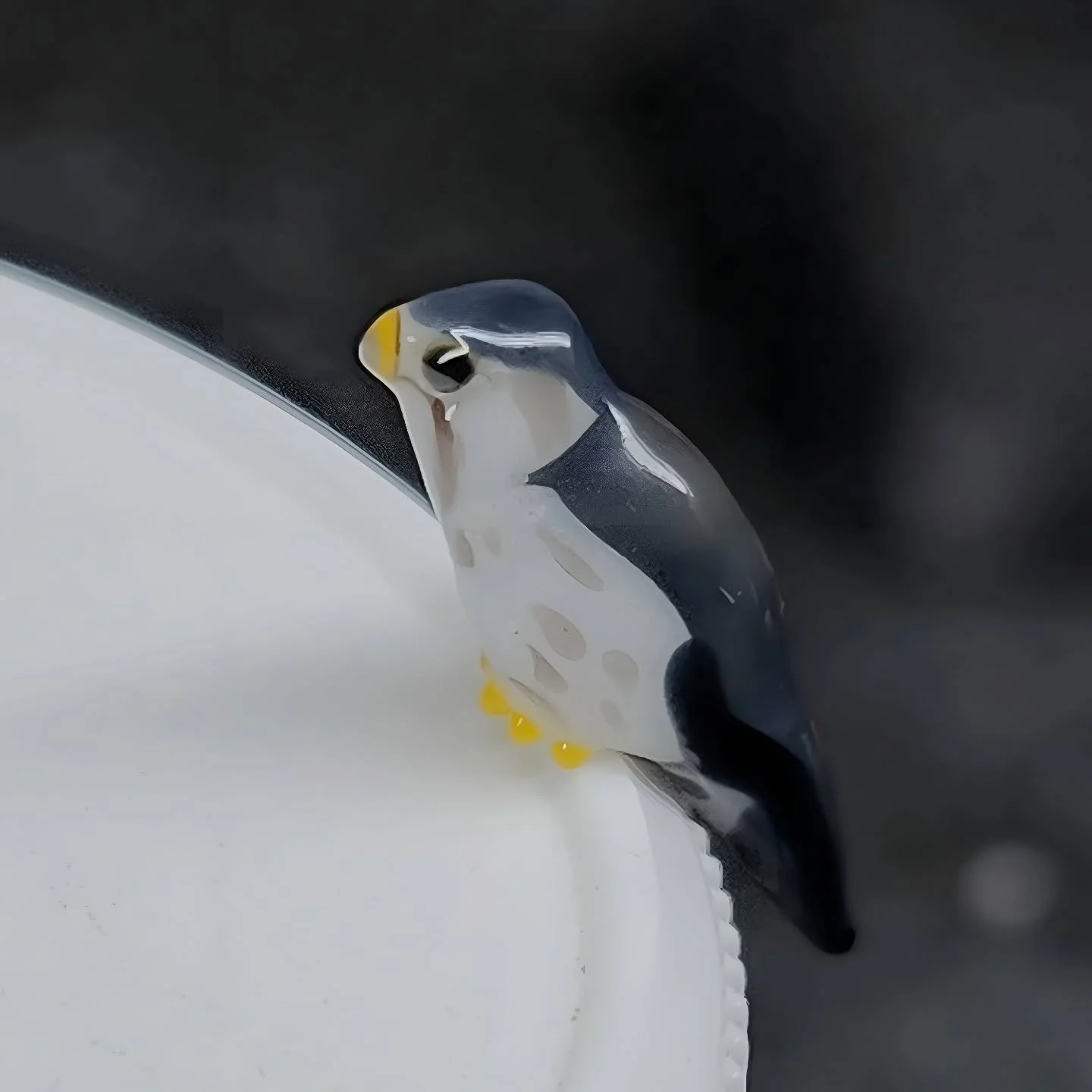 Merlins are just about to take flight!! Tiny, fierce falcons, ready to perch on your trinket shelf