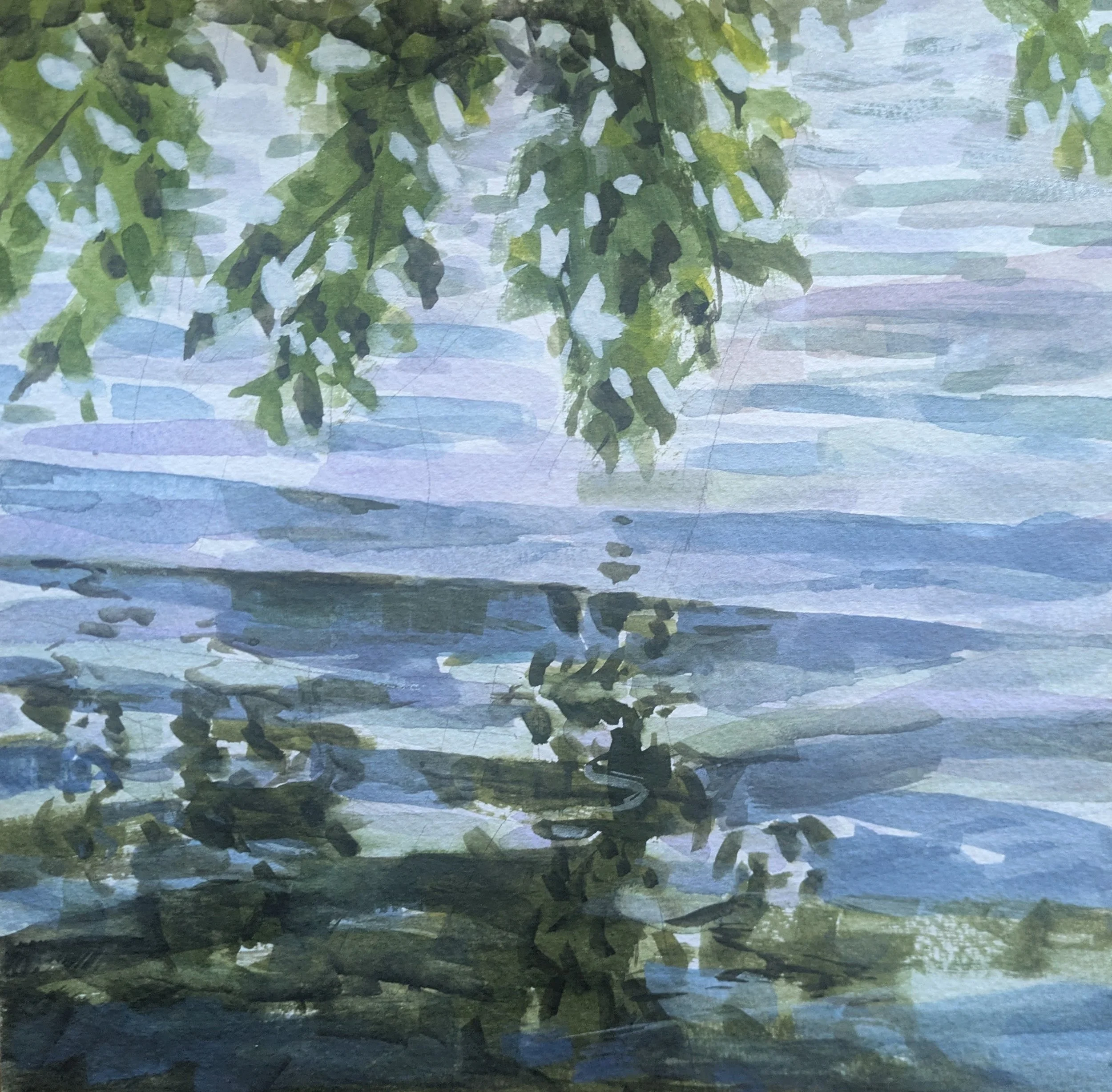 Lake Shore  l  8x8  l  Gouache  l  Framed  l  $180